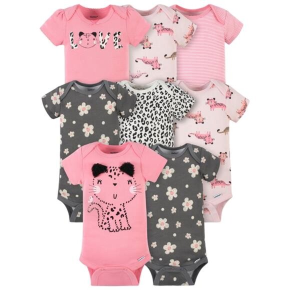 Baby Girl Short Sleeves Onesies Bodysuits, 8-Pack - Picture 1 of 7